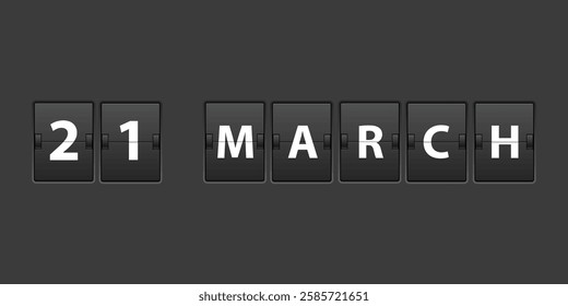 March 21 Calendar mechanical board panel letters. March Date Calendar