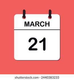 March 21. Daily Calendar icon for design. Simple design for business brochure, flyer, print media, advertisement. Easily editable.