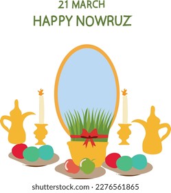 March 21 is happy nowruz Vector illustration.