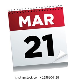 March 21st on a calendar page - illustrated.