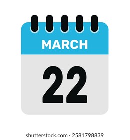 march 22 calendar icon reminder Vector month design Illustration.