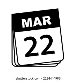March 22. Calendar Icon. Vector Illustration. 