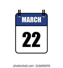 March 22 Calendar Icon Vector Illustration . Date , Day Of Mouth