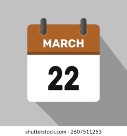 march 22 calendar icon vector month date number illustration design