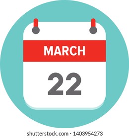 March 22. Vector flat daily calendar icon. Date and time, day, month. Holiday. - Vector