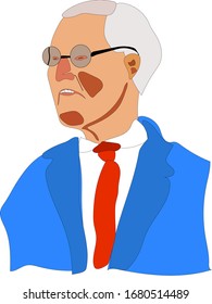 March 23 2020: A Vector Illustration Of A Portrait Of Roger Stone On A White Background.