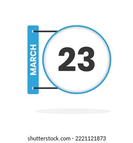 March 23 calendar icon. Date,  Month calendar icon vector illustration