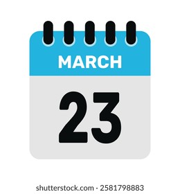 march 23 calendar icon reminder Vector month design Illustration.