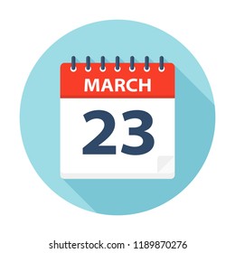 March 23 - Calendar Icon - Vector Illustration