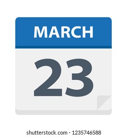 March 23 - Calendar Icon - Vector Illustration