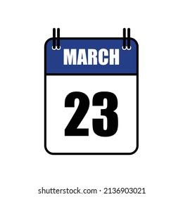 March 23 Calendar Icon Vector Illustration . Date , Day Of Mouth