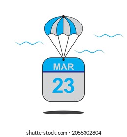 March 23 date of month calender icon with balloon in the air vector eps 10 template element