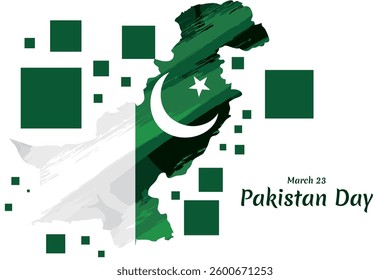 March 23, Happy Pakistan Day vector illustration. Suitable for greeting card, poster and banner