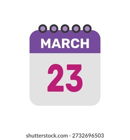 El Vector del Icono del 23 de Marzo comienza con una colorida página de calendario
