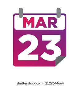 March 23. Single day calendar. minimalist flat illustration in purple color. eps 10