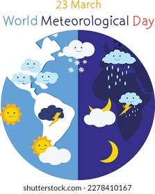 March 23 is world meteorological day Vector illustration. 