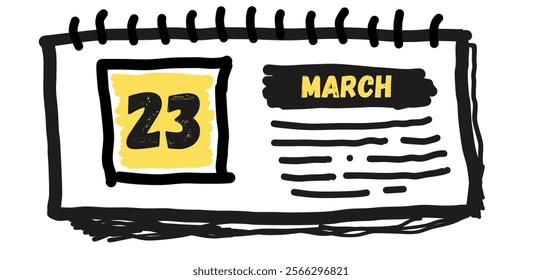 March 23rd: Calendar Date Illustration