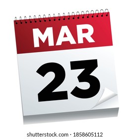 March 23rd on a calendar page - illustrated.