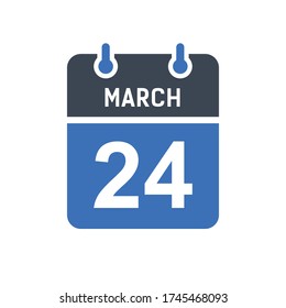 March 24 Calendar Date Icon, Event Date Icon, Calendar Date, Icon Design Vector Graphic