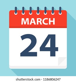 March 24 - Calendar Icon - Vector Illustration