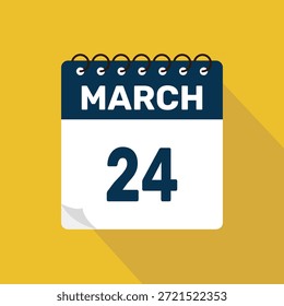 Marzo 24 Calendario Icono Ilustración vectorial con diseño