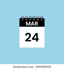 March 24 calendar reminder. 24th March Date Month calendar icon design template.
