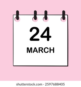 March 24. Daily Calendar icon for design. Simple design for business brochure, flyer, print media, advertisement. Easily editable.