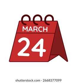march 24 desk calendar vector on white background
Vector red calendar flat icon