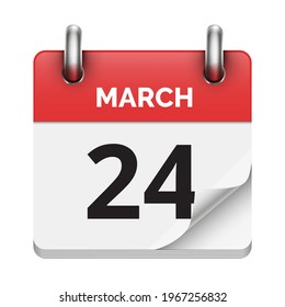 March 24 flat daily realistic calendar icon date vector image