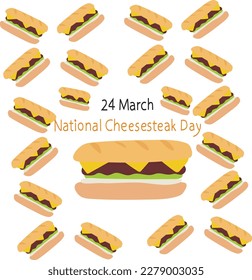 March 24 is National Cheesesteak Day Vector illustration.