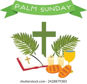 march 24 is palm sunday Vector illustration
