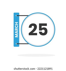 March 25 calendar icon. Date,  Month calendar icon vector illustration