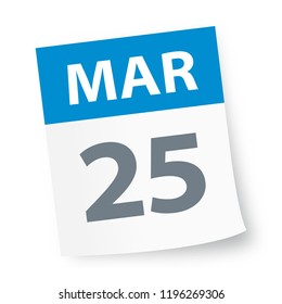 March 25 - Calendar Icon - Vector Illustration