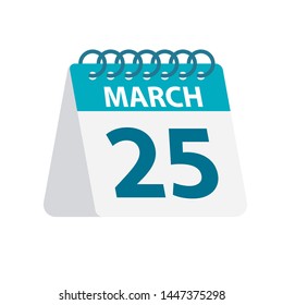 March 25 - Calendar Icon - Vector Illustration
