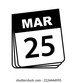 March 25. Calendar Icon. Vector Illustration. 