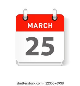 March 25 date visible on a page a day organizer calendar