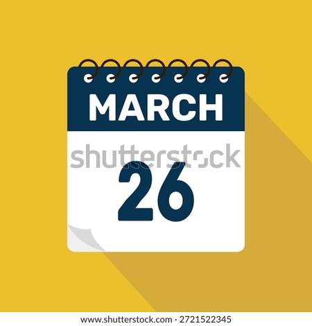 march 26 calendar icon vector illustration with design
