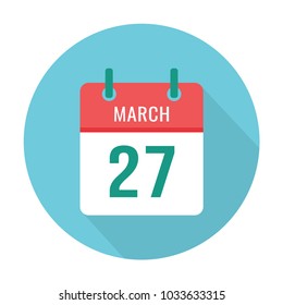 March 27 calendar icon flat. World Theatre Day