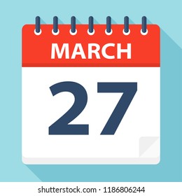 March 27 - Calendar Icon - Vector Illustration