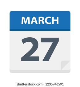 March 27 - Calendar Icon - Vector Illustration