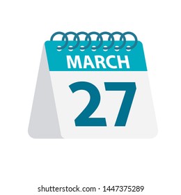 March 27 - Calendar Icon - Vector Illustration