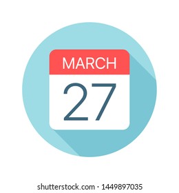 March 27 - Calendar Icon - Vector Illustration