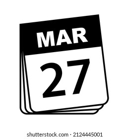 March 27. Calendar Icon. Vector Illustration. 