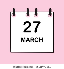 March 27. Daily Calendar icon for design. Simple design for business brochure, flyer, print media, advertisement. Easily editable.