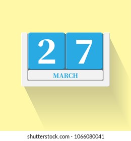 March 27. Vector flat daily calendar icon. Date and time, day, month. Holiday. Season.
