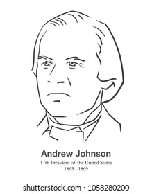 MARCH 28, 2018: Editorial portrait of Andrew Johnson, 17th President of the United States in black and white
