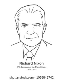 MARCH 28, 2018: Illustrative Editorial Portrait Of Richard Milhous Nixon, 37th President Of The United States In Black And White