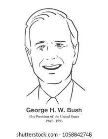 MARCH 28, 2018: Illustrative Editorial Portrait Of George H. W. Bush, 41st President Of The United States In Black And White