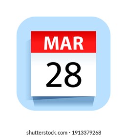 March 28. Calendar Icon. Vector Illustration.