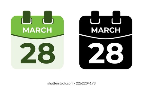 March 28 flat daily spiral calendar icon date vector image in matching color scheme. Suitable and perfect for design material, such as event or reminder. The best editable graphic resources.